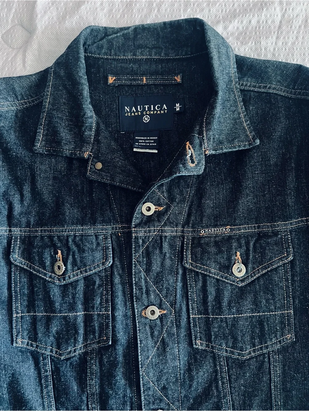 Vintage Y2K Náutica Men's Indigo Denim Jacket (oversized)
